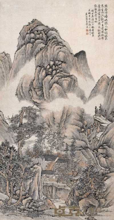 黄鼎 甲辰（1724）作 焚香幽居 立轴 141.5×74cm